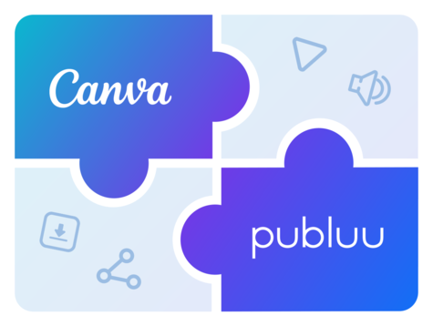 Canva flipbook graphic symbolizing the collaboration between canva and publuu