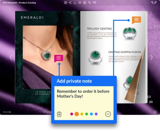 Flipbook private notes