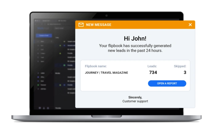 email with lead capture form report