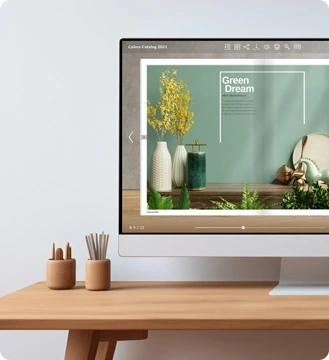 reading an online magazine on desktop