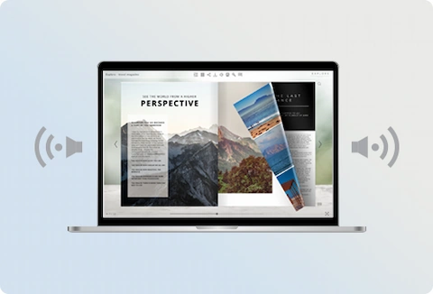 graphic symbolizing a page turning sound effect