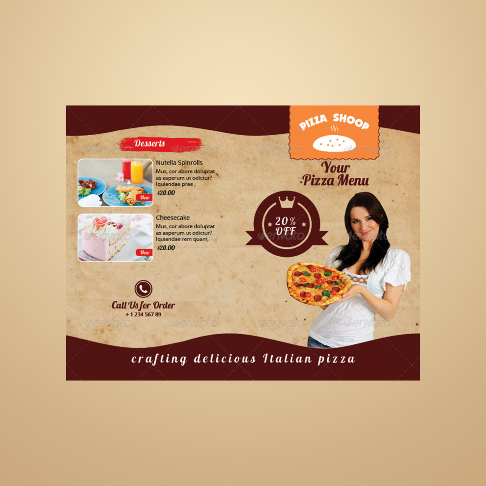 brown pizza brochure