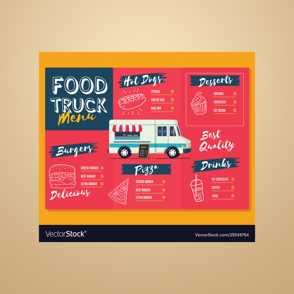 szablon broszury dla ciężarówki z jedzeniem
