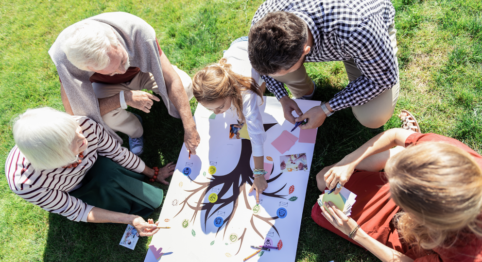 family creating a tree