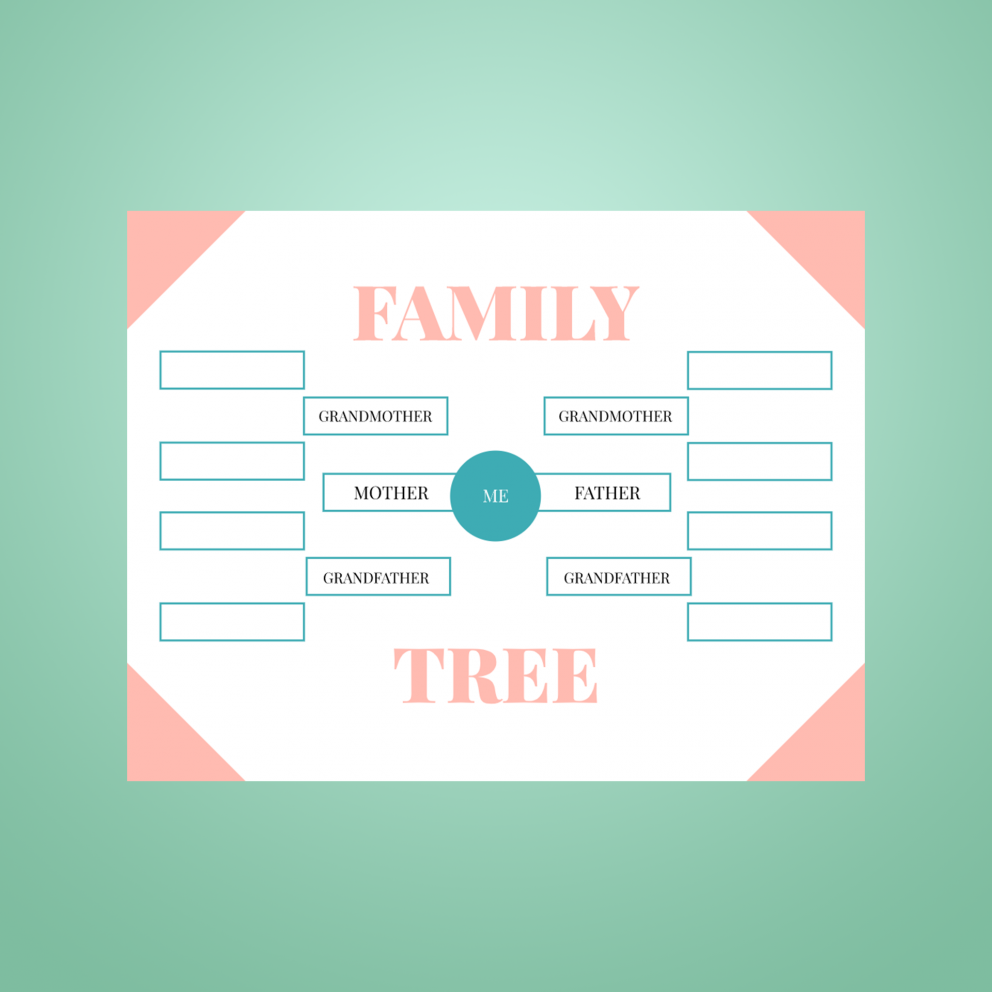 pink and blue family tree template