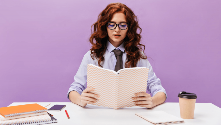 student reading a magazine