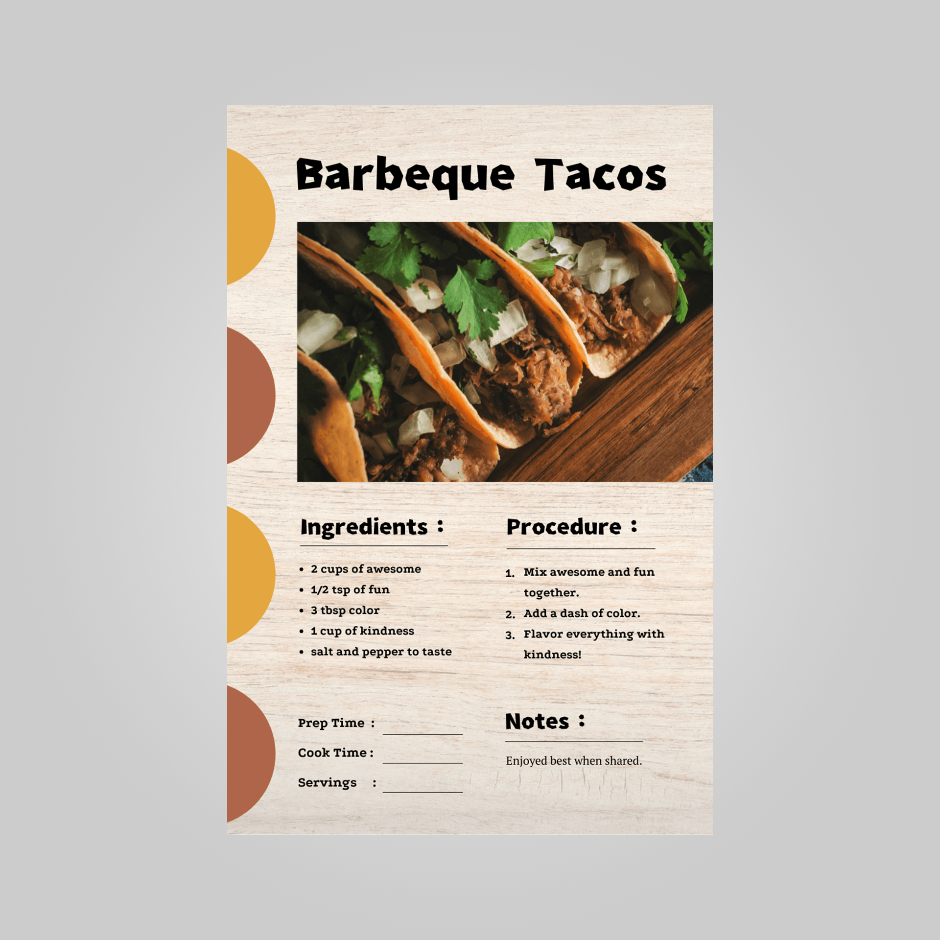 barbecue tacos recipe card