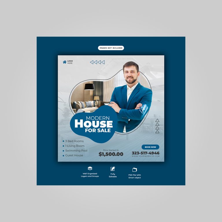 House for Sale Advertisement Social Media Ima Template