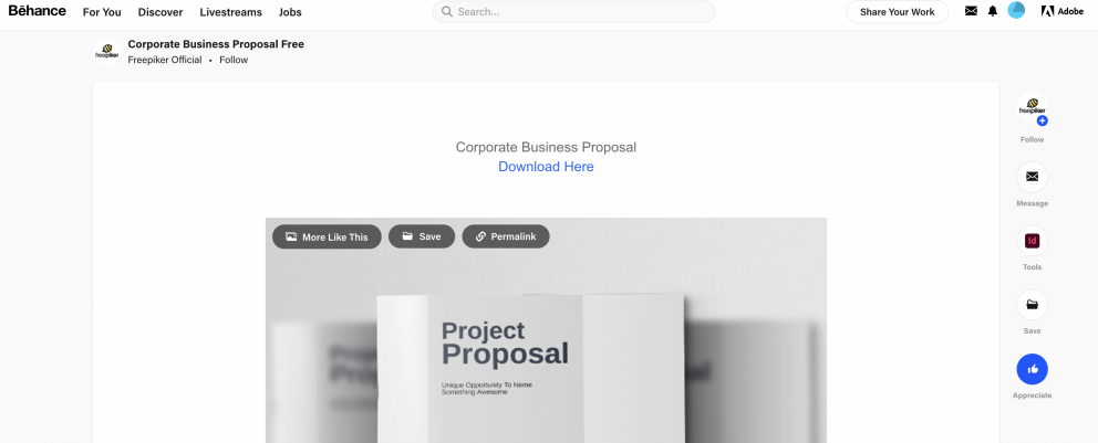 Behance - modèles de propositions commerciales 