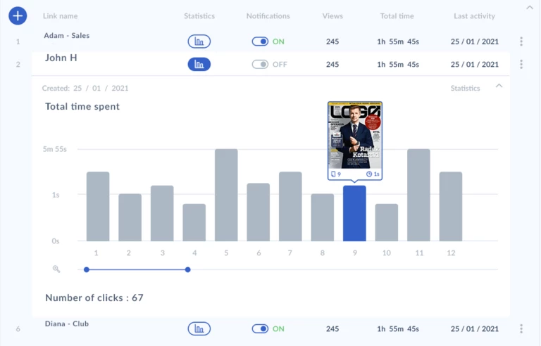 Tracking links in Publuu flipbooks