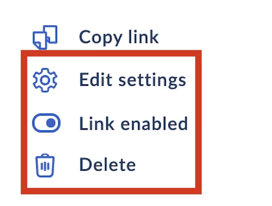 Tracking links menu 