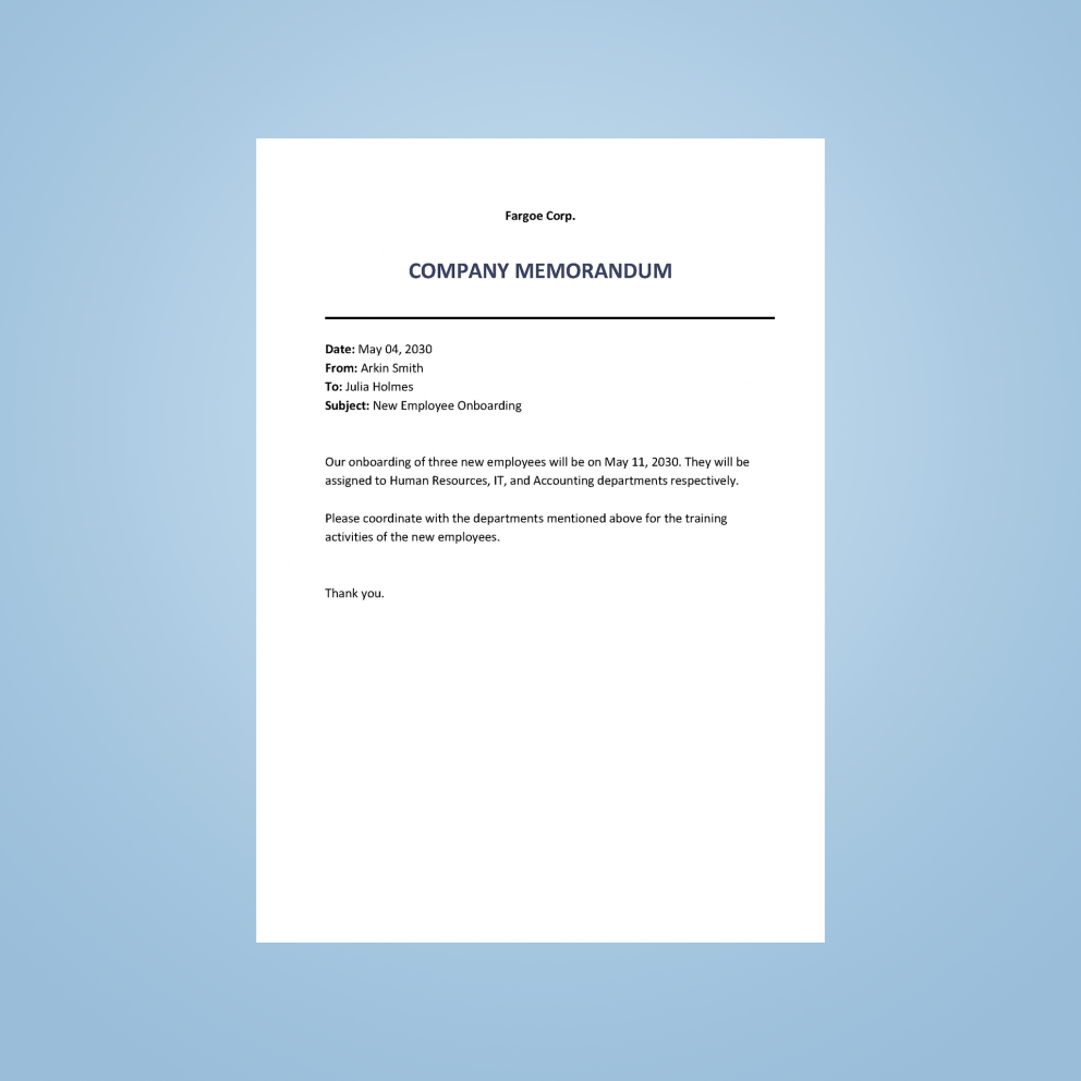 company memo template