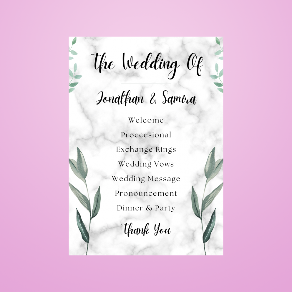 simple wedding program template