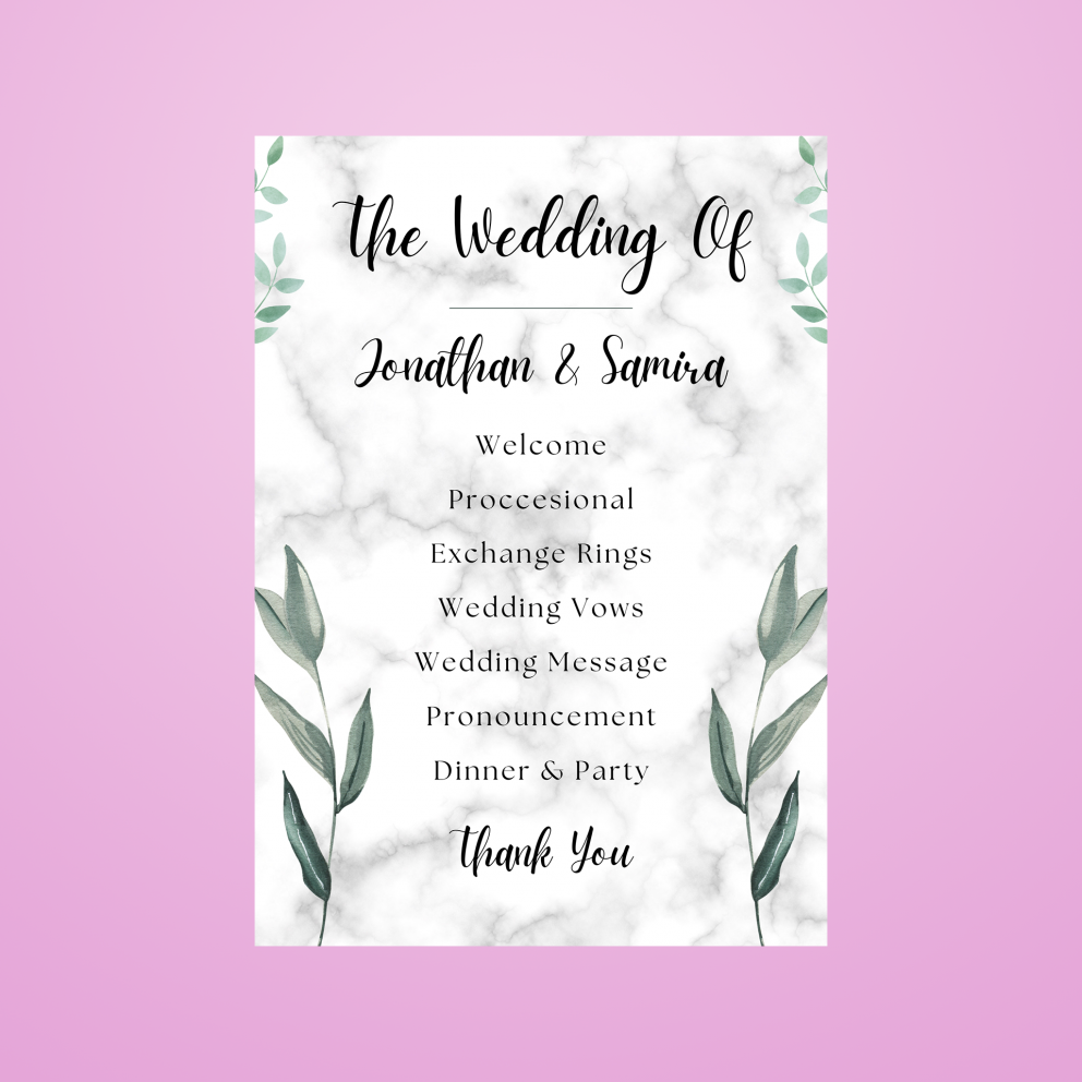 simple hochzeit program template