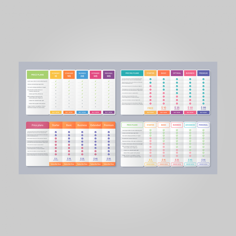 colorful preisliste template