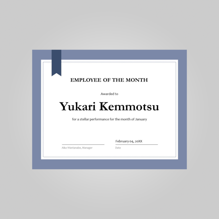 employee of the month certificate template