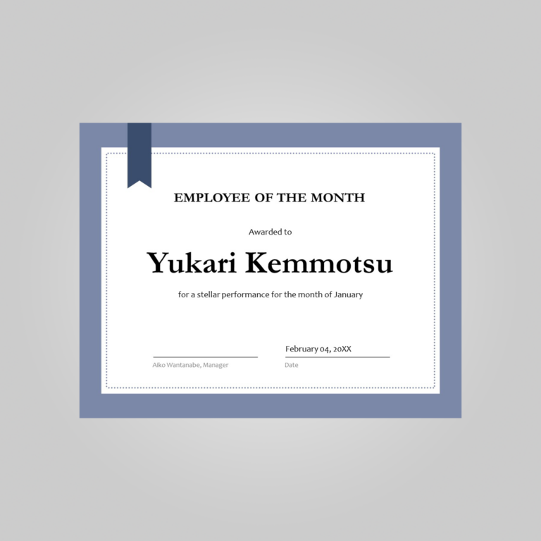 employee of the month zertifikat template