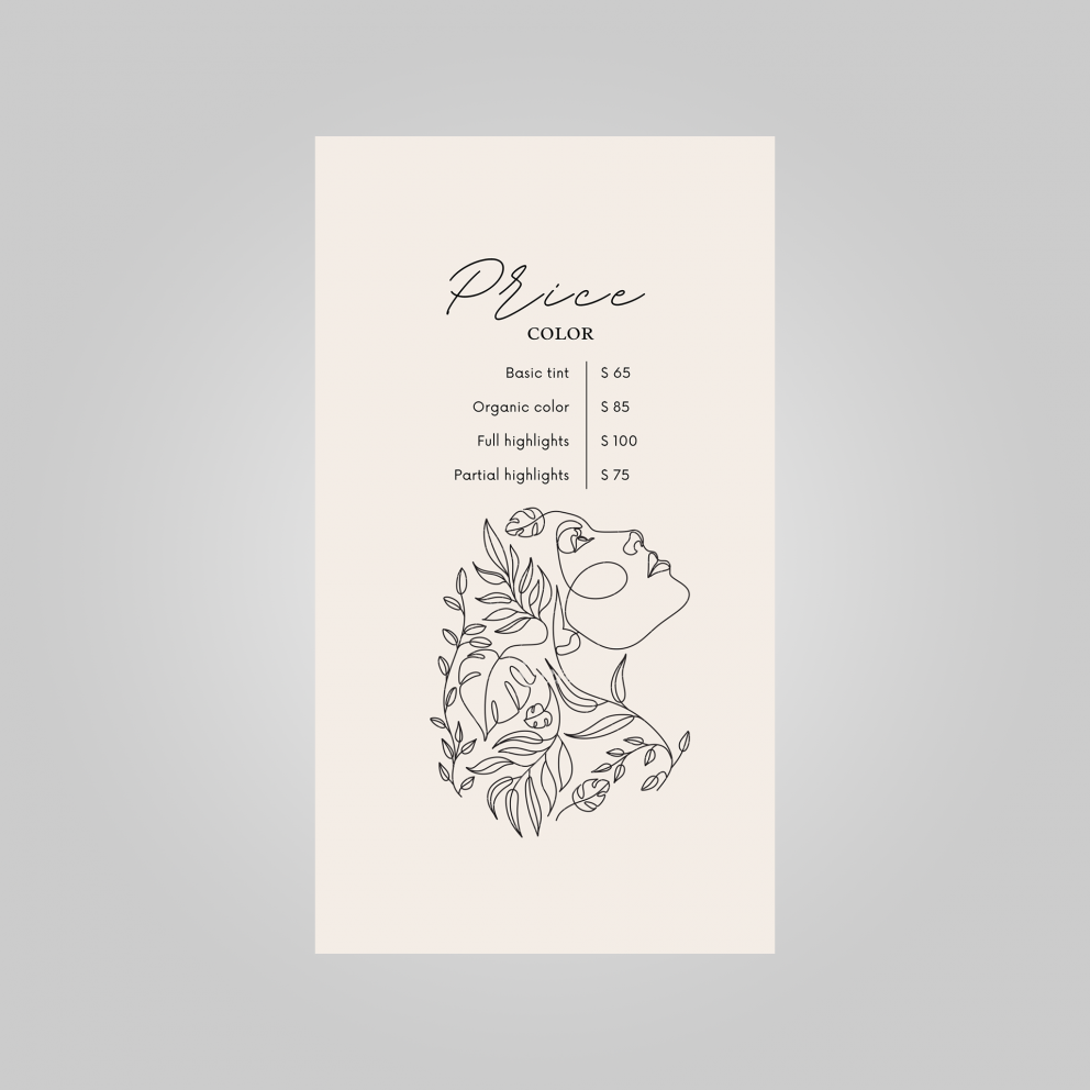 feminine liste de prix template