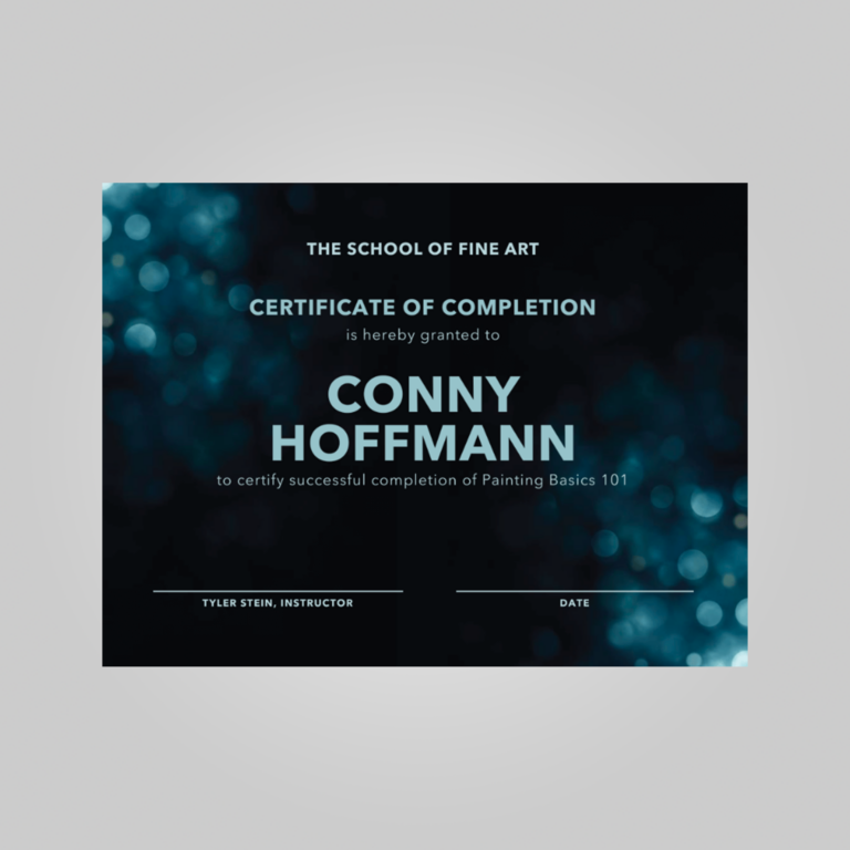 fine art certificate bokeh