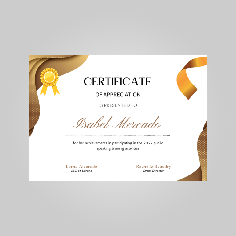 golden certificat template