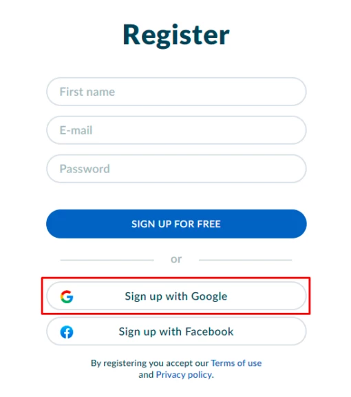 sign up with google button