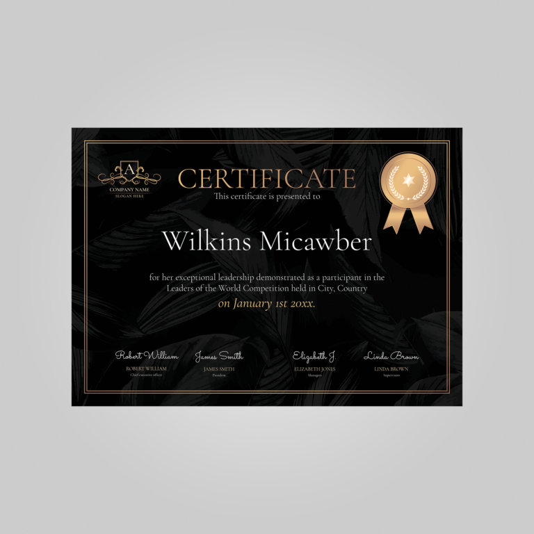 dark elegant certificado template