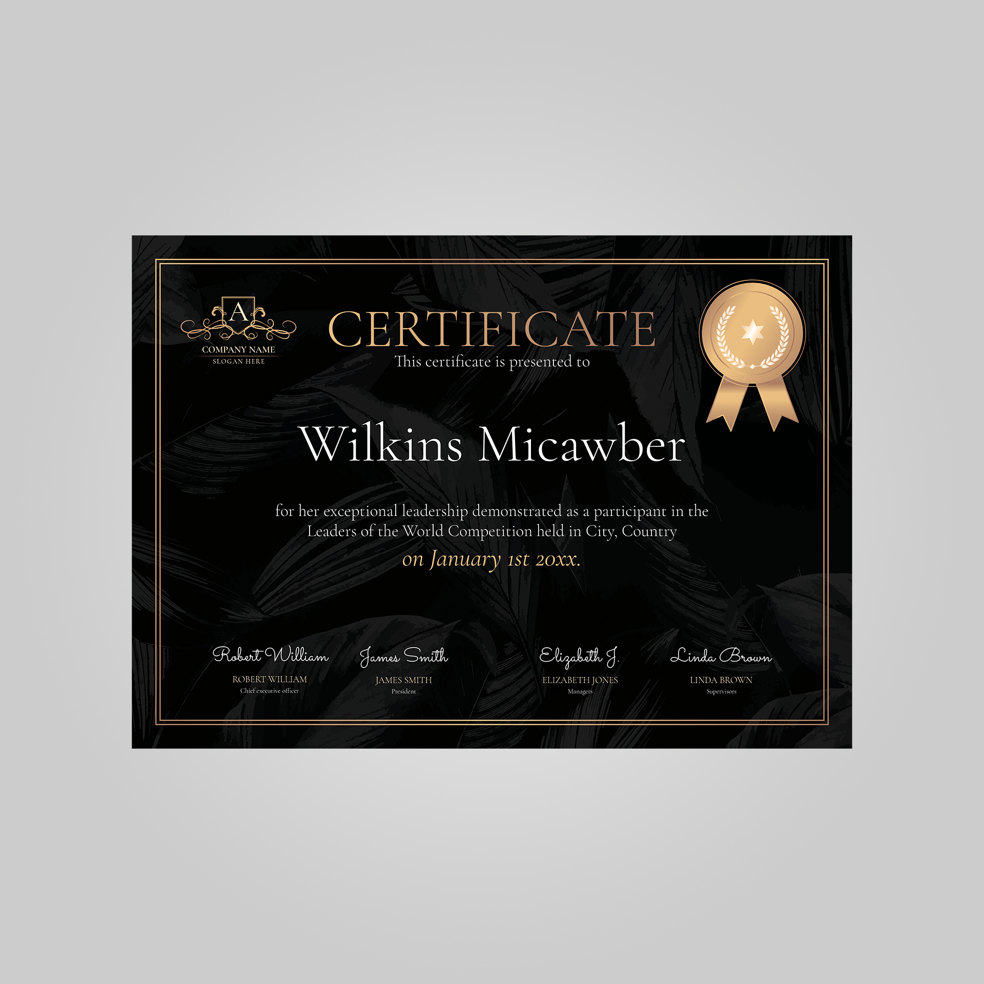 dark elegant certificate template