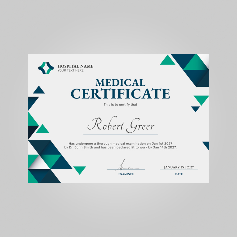 medical certificado template