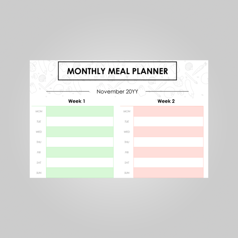 modèle de planificateur de repas