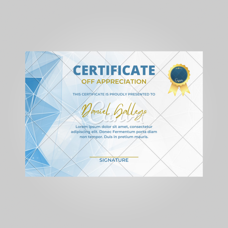 neutral certificat template