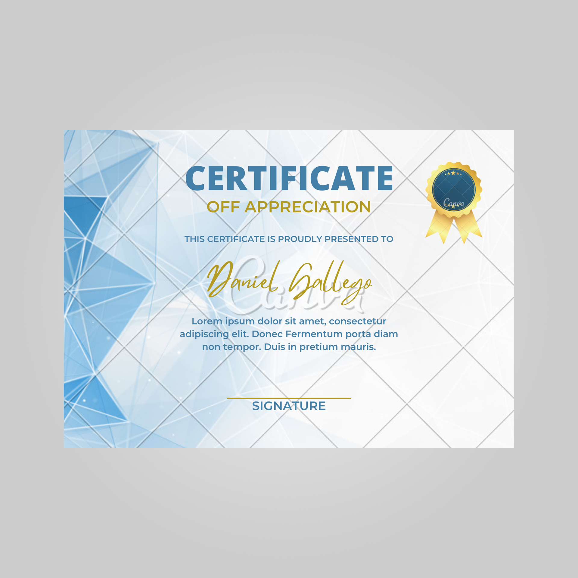 neutral certificate template
