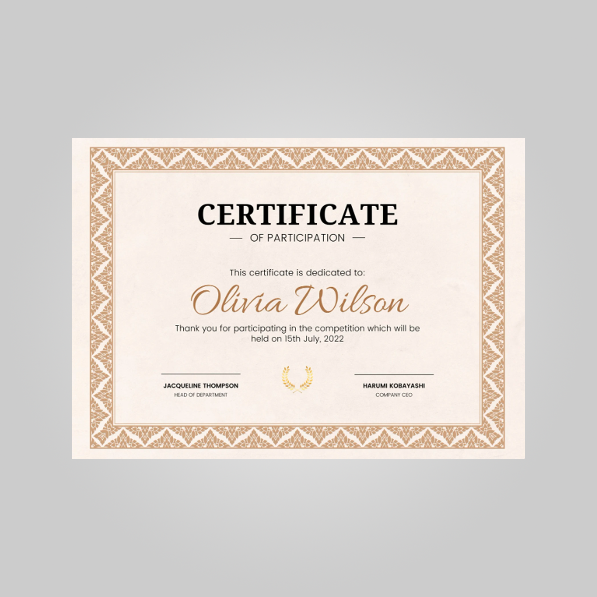 participation certificate template