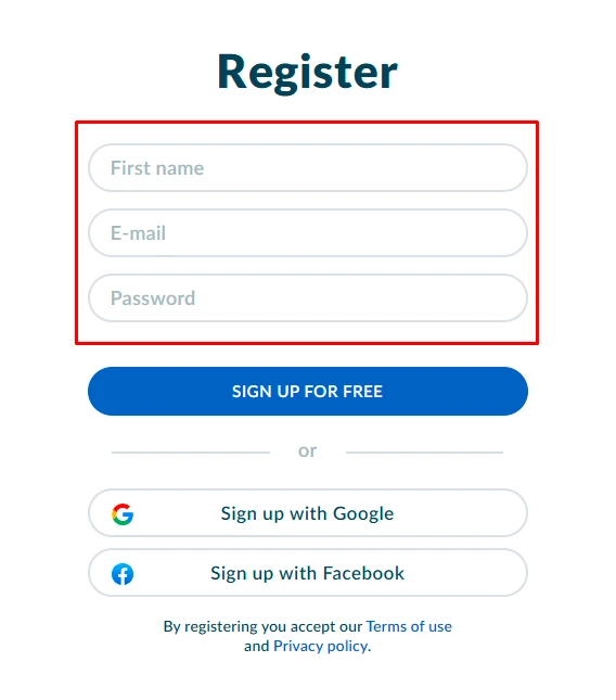 data to register
