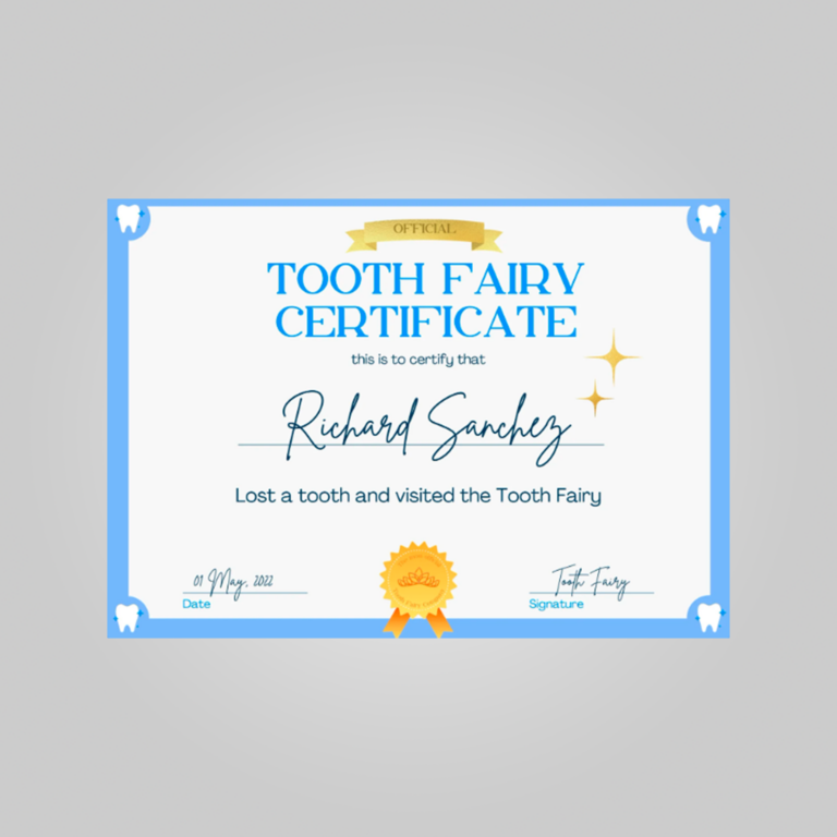 tooth fairy certificado