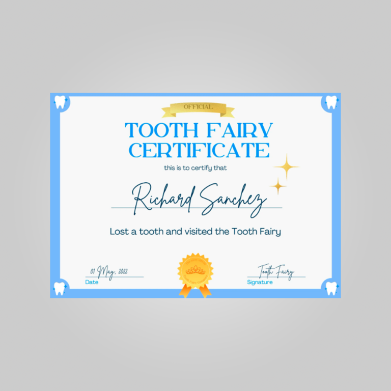 tooth fairy zertifikat