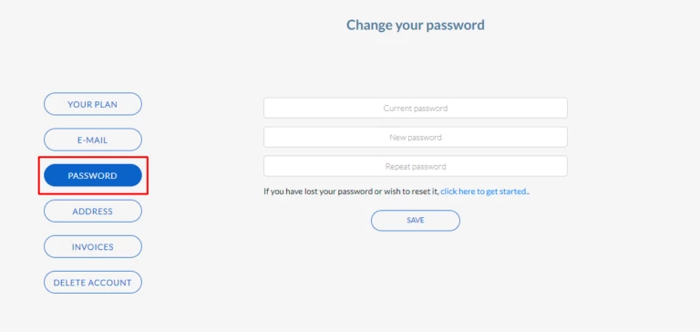 password tab