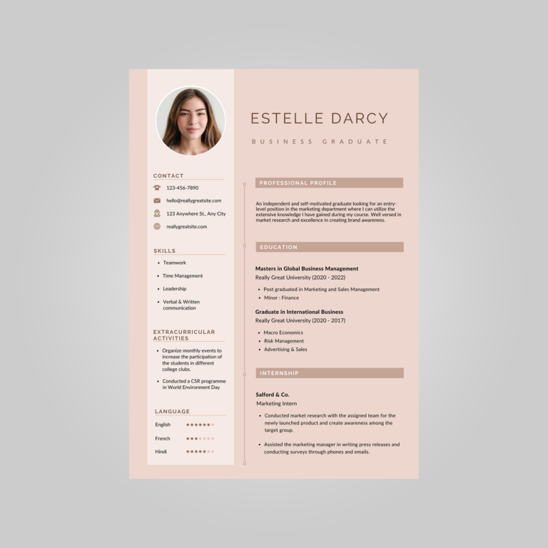 pink curriculum vitae template