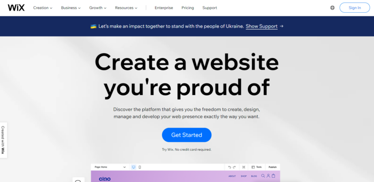 wix créer un site web