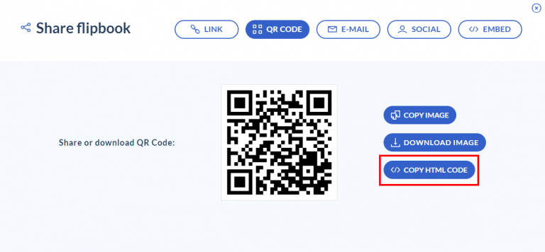 kopieren Sie den HTML-Code zum QR-Code Ihres Daumenkinos, um es auf Ihrer Website einzubetten