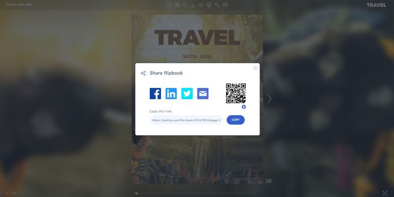 okno udostępniania flipbooka