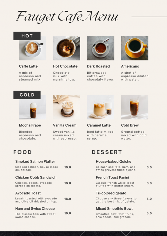 cafe menu template