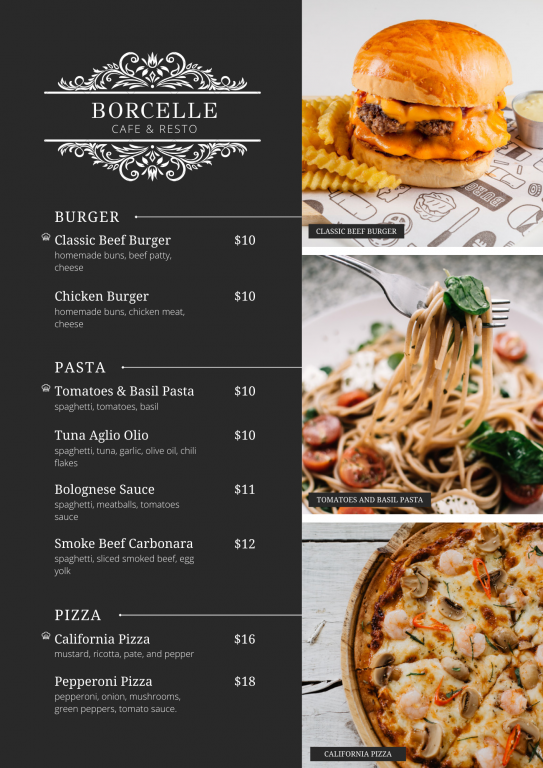 Restaurant menu deals image