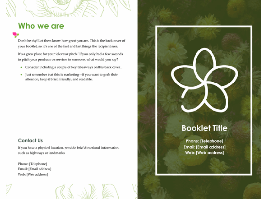 ce modèle de brochure colorée pour Word peut être converti en flipbook à l'aide de Publuu brochure maker