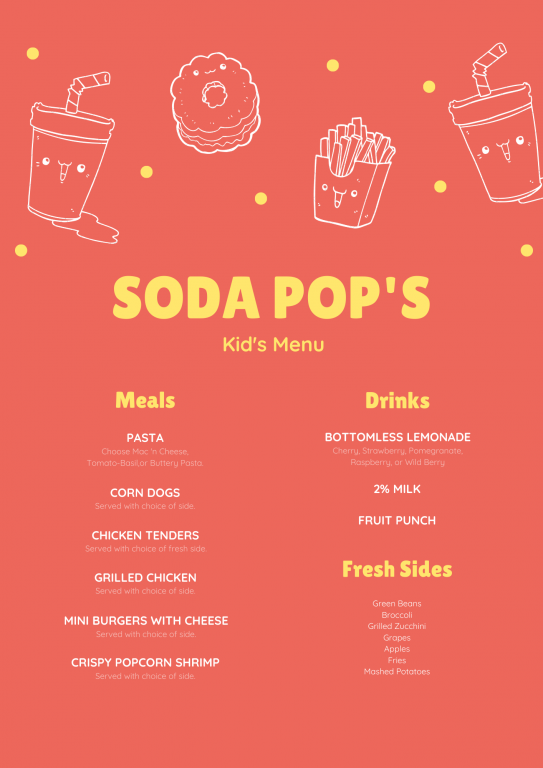 menu soda pop