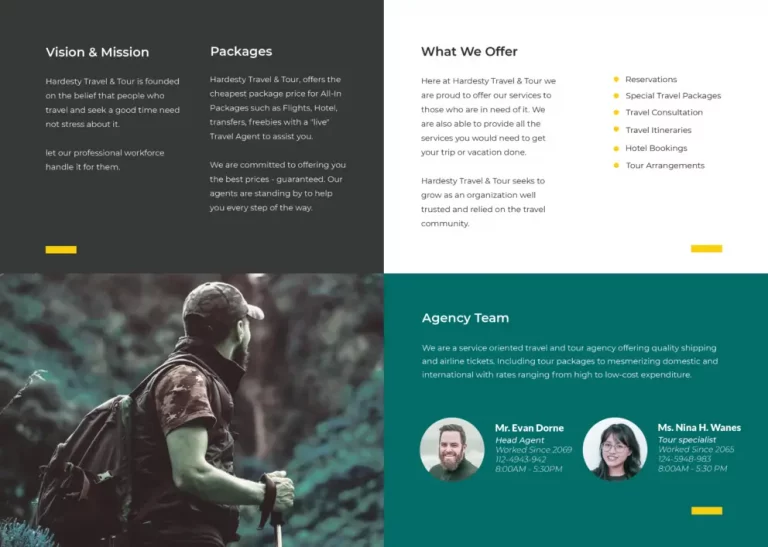 details of offer in travel brochure template