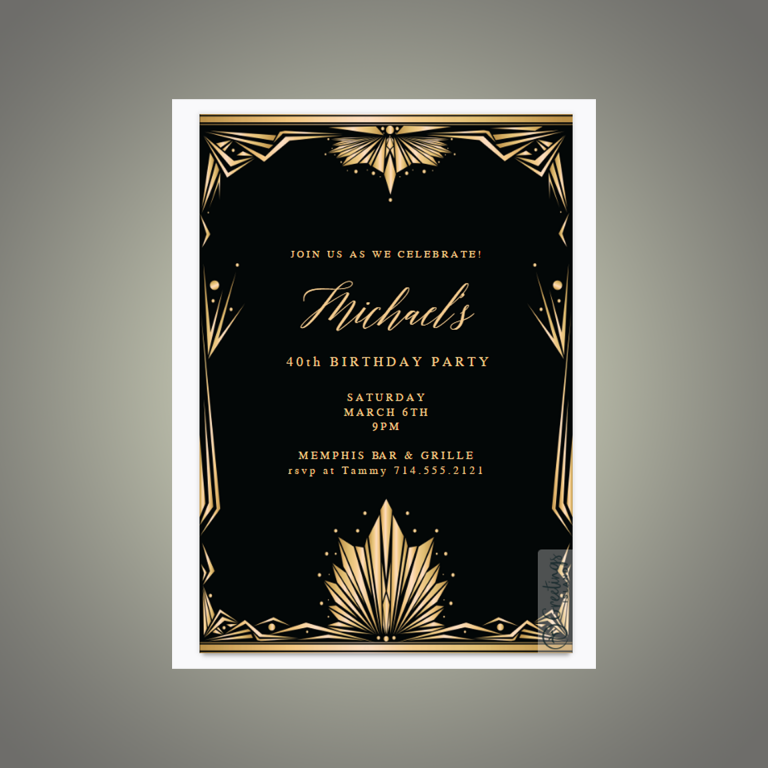 art deco invitación elegante