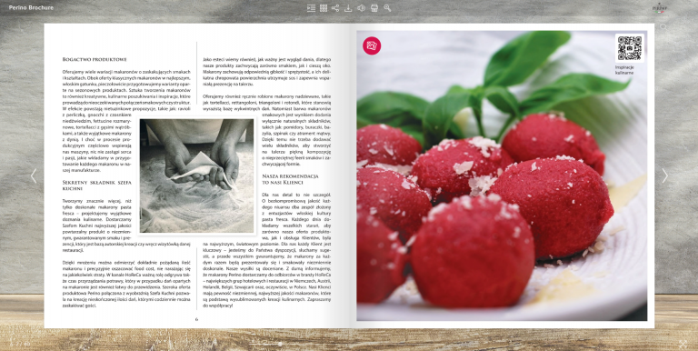 Ce livre de cuisine est un exemple de PDF interactif dont le contenu est caché dans les vidéos et les galeries de photos afin de conserver un aspect épuré 