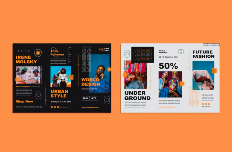 black and orange brochure
