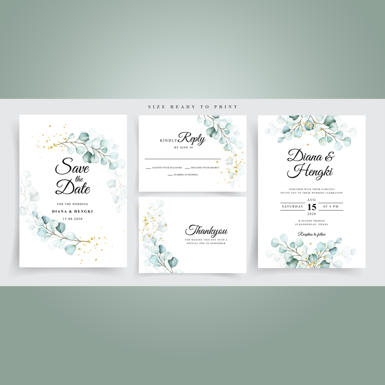 invitation florale verte