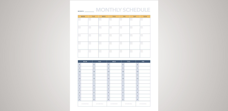 monthly schedule template